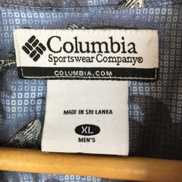 Columbia Blue Gray Fish Print Short Sleeve Button Down Shirt XL - Picture 7 of 7